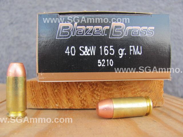 50 Round Box - 40 Cal CCI Blazer Brass Case 165 Grain FMJ Ammo 5210